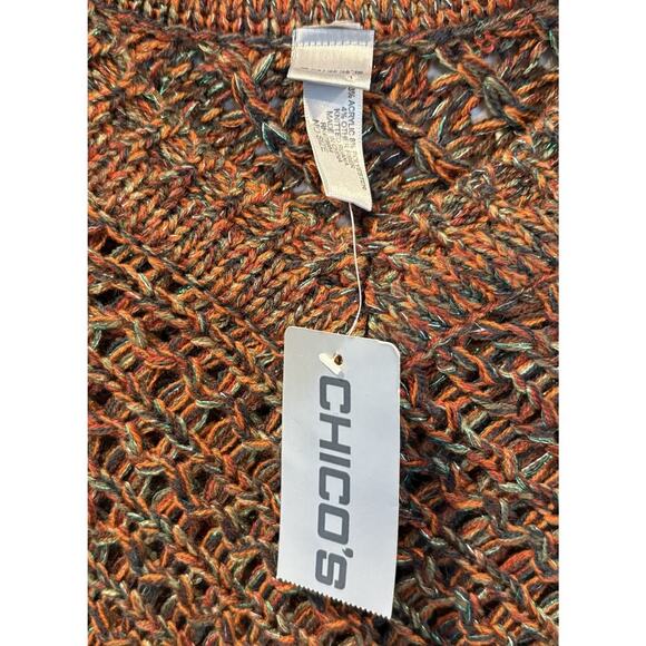 NWT Chico’s Shimmer Multicolored Poncho Lurex Puana‎ Crochet One Size (1338) - Picture 3 of 6